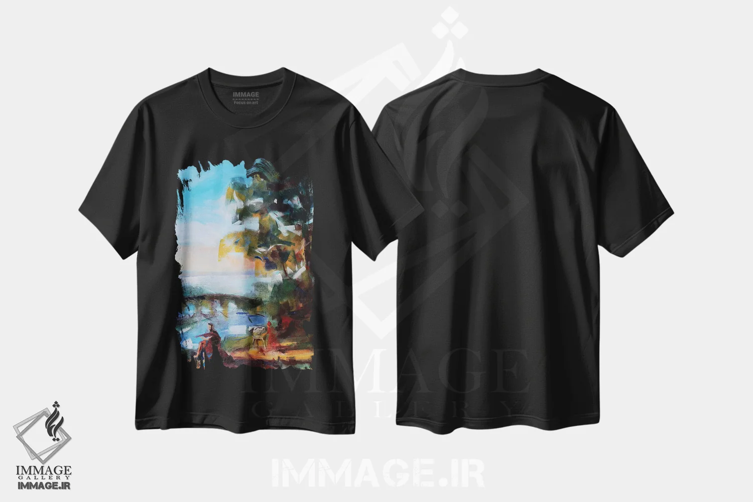تیشرت مشکی طرح دار – تیشرت طبیعت ,منظره عتیقه اثر مارینا دل پوزو immage.ir