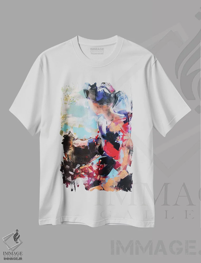 تیشرت سفید طرح دار – تیشرت هنری آسیایی ,گیشا و گربه II اثر مارینا دل پوزو immage.ir