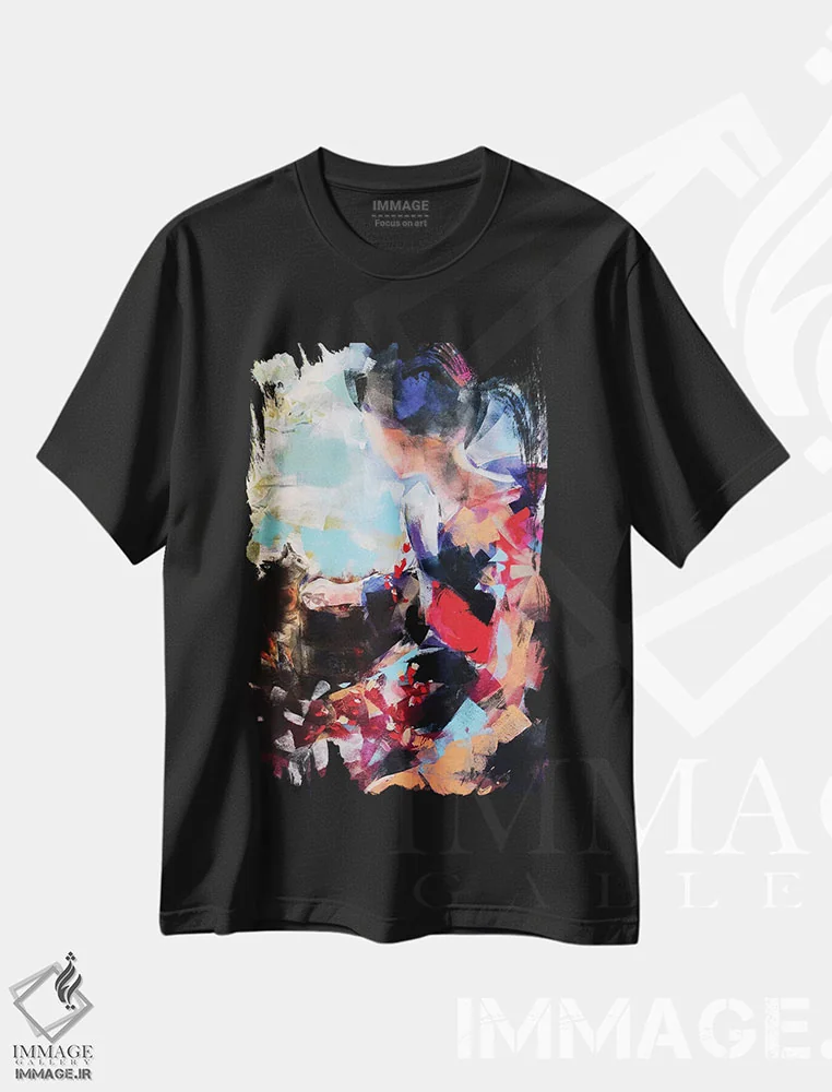 تیشرت مشکی طرح دار – تیشرت هنری آسیایی ,گیشا و گربه II اثر مارینا دل پوزو فروشگاه ایماژ
