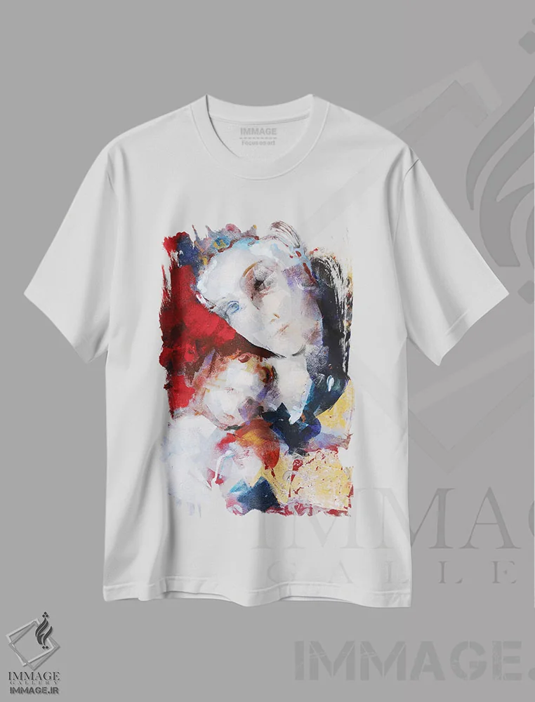 تیشرت سفید طرح دار – تیشرت معنوی ,مادونا طلایی I اثر مارینا دل پوزو immage.ir
