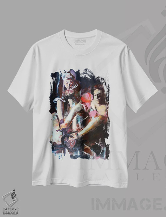 تیشرت سفید طرح دار – تیشرت هنری ,جودیت اثر مارینا دل پوزو فروشگاه ایماژ