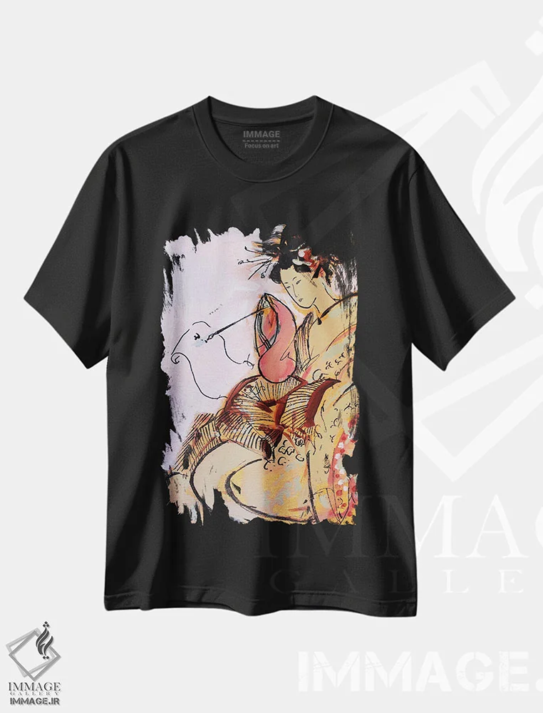 تیشرت مشکی طرح دار – تیشرت زنانه ,گیشای کوچک VI اثر مارینا دل پوزو immage.ir