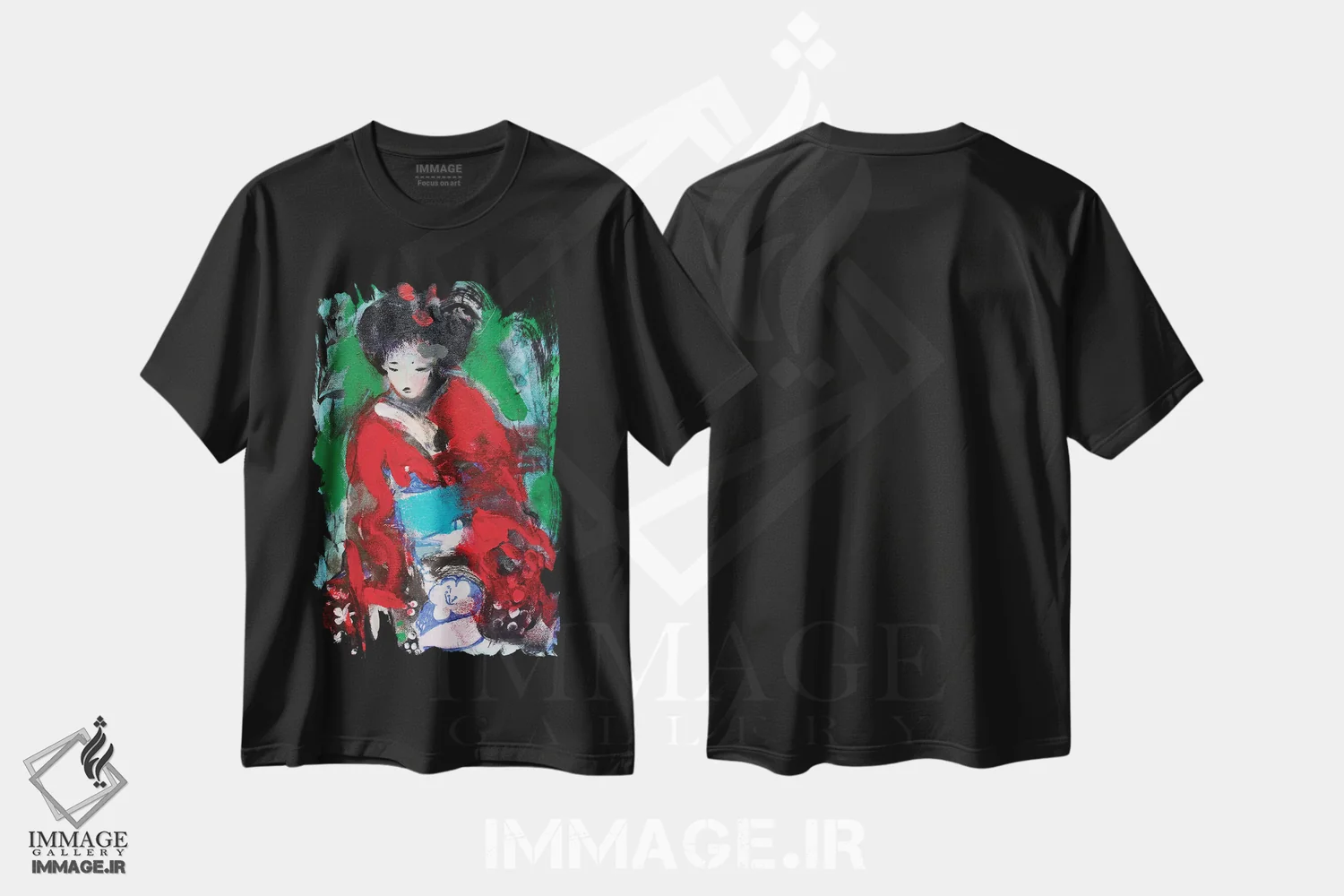 تیشرت مشکی طرح دار – تیشرت ژاپنی ,گیشای شماره یک اثر مارینا دل پوزو فروشگاه ایماژ