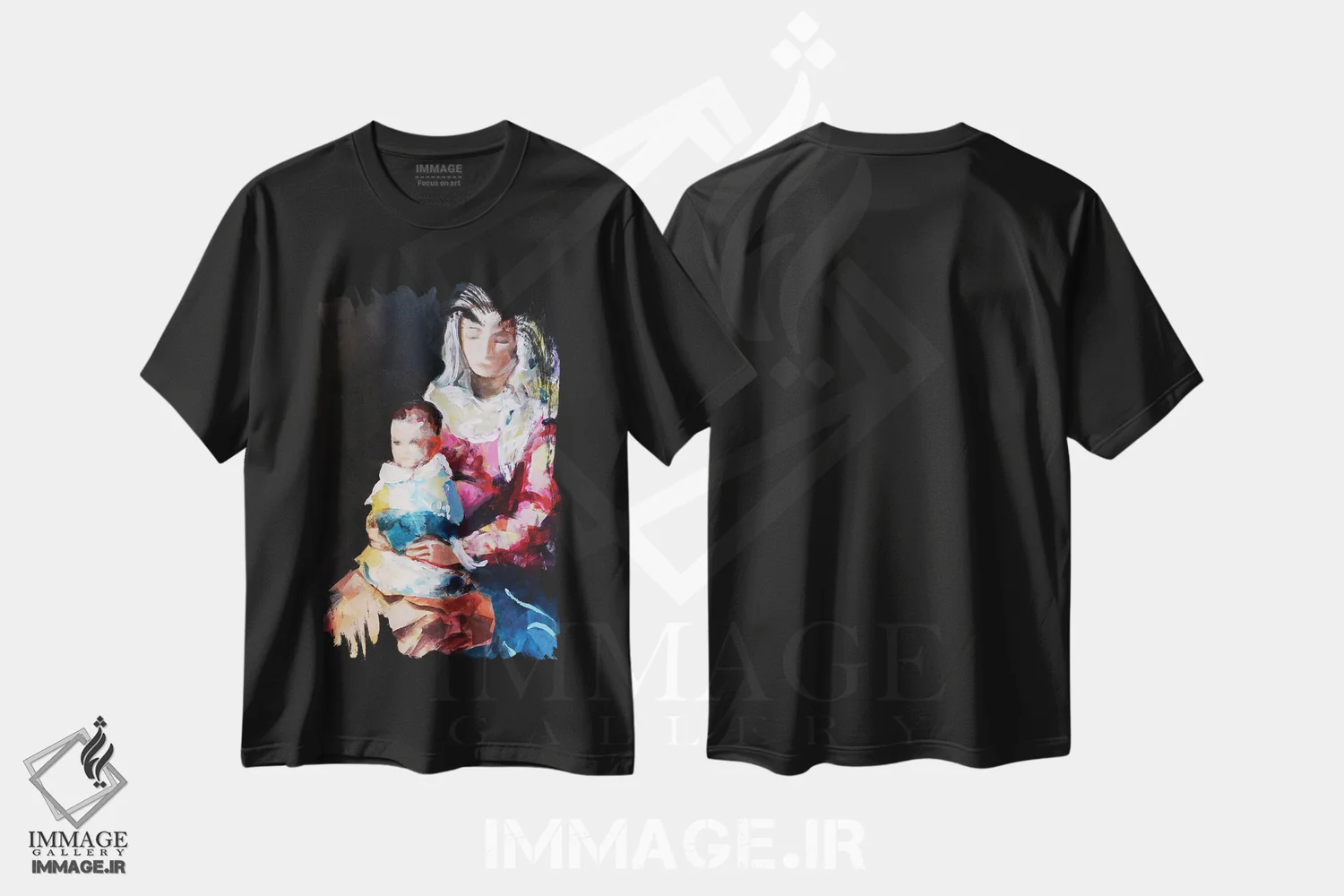 تیشرت مشکی طرح دار – تیشرت هنری ,مادونا XVII اثر مارینا دل پوزو فروشگاه ایماژ