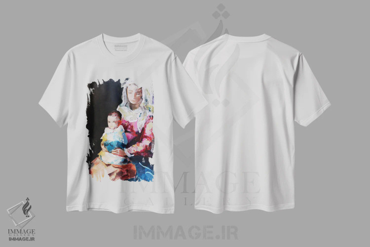 تیشرت سفید طرح دار – تیشرت هنری ,مادونا XVII اثر مارینا دل پوزو immage.ir