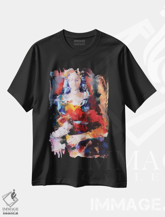 تیشرت مشکی طرح دار – تیشرت معنوی ,مادونا نارنجی اثر مارینا دل پوزو immage.ir