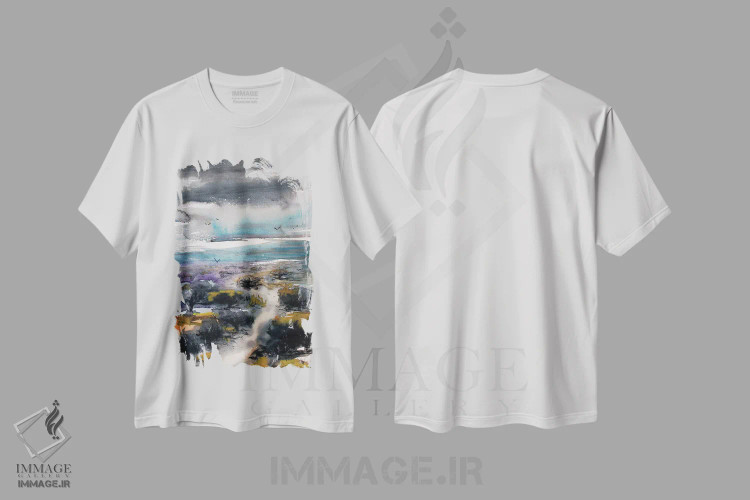 تیشرت سفید طرح دار – تیشرت طبیعت ,جنگل بلوط اثر مارینا دل پوزو immage.ir