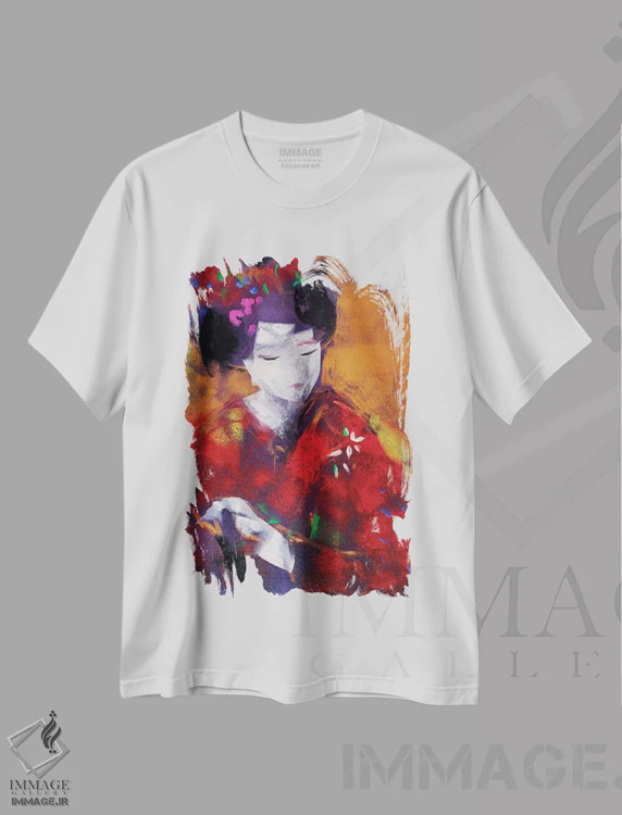 تیشرت سفید طرح دار – تیشرت آسیایی ,گیشای قرمز I اثر مارینا دل پوزو فروشگاه ایماژ