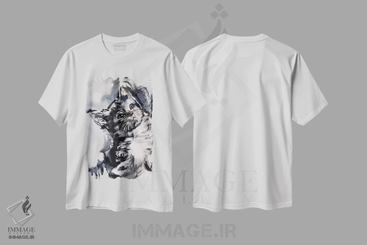 تیشرت سفید طرح دار – تیشرت حیوانات ,گربه اثر مارینا دل پوزو فروشگاه ایماژ