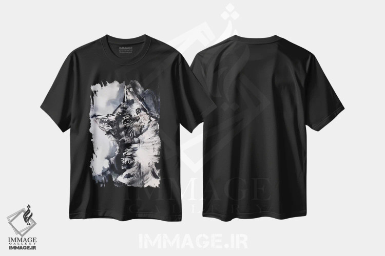 تیشرت مشکی طرح دار – تیشرت حیوانات ,گربه اثر مارینا دل پوزو immage.ir