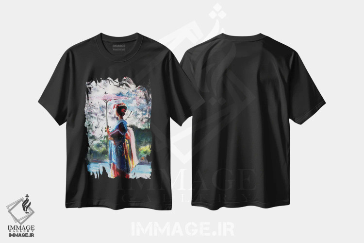 تیشرت مشکی طرح دار – تیشرت هنری ,چتر اثر مارینا دل پوزو فروشگاه ایماژ