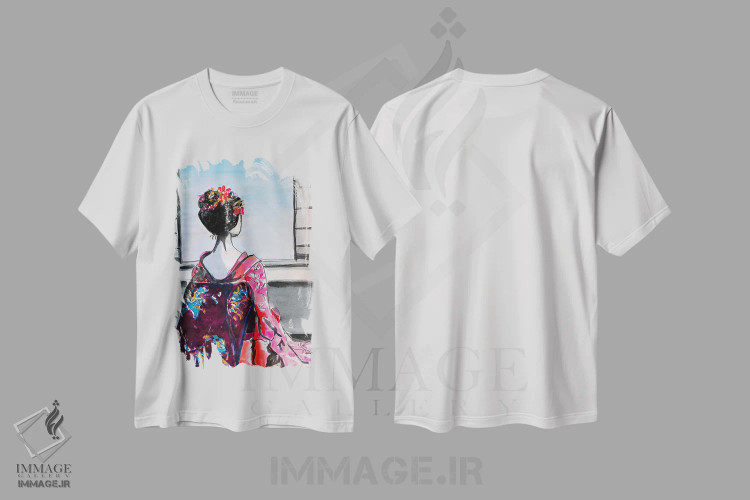 تیشرت سفید طرح دار – تیشرت هنری ,پنجره اثر مارینا دل پوزو فروشگاه ایماژ
