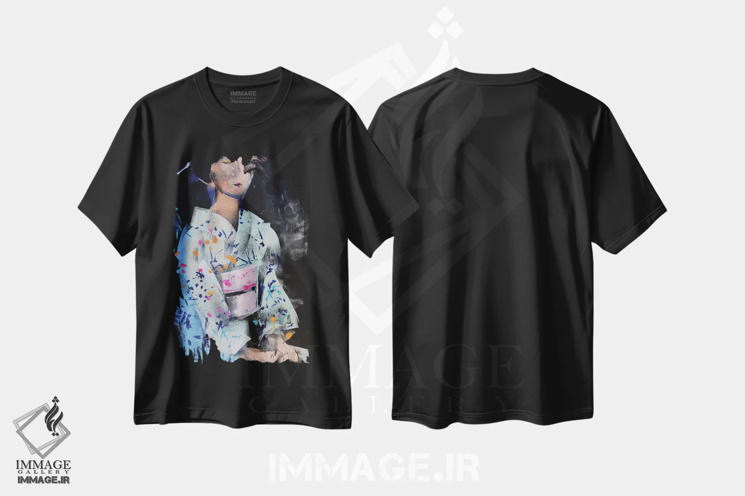 تیشرت مشکی طرح دار – تیشرت هنری ,انتظار اثر مارینا دل پوزو فروشگاه ایماژ