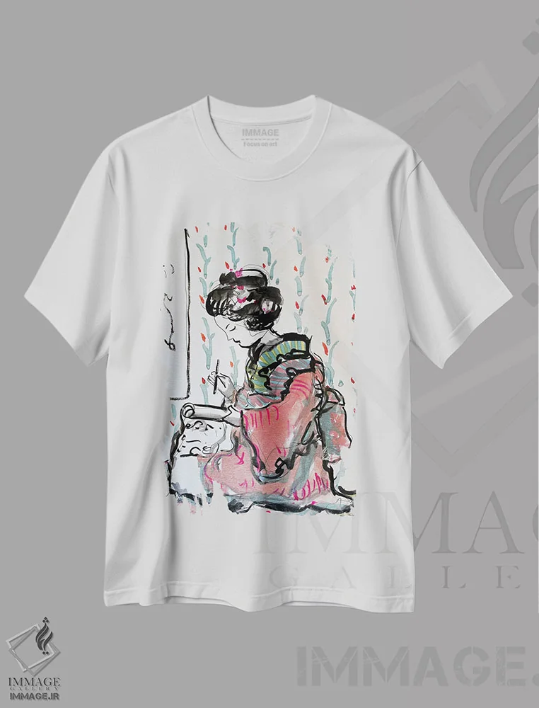 تیشرت سفید طرح دار – تیشرت هنری ,نوشتن اثر مارینا دل پوزو immage.ir