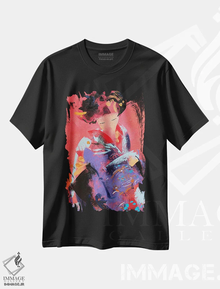 تیشرت مشکی طرح دار – تیشرت گرافیکی ,گیشا ششم اثر مارینا دل پوزو فروشگاه ایماژ
