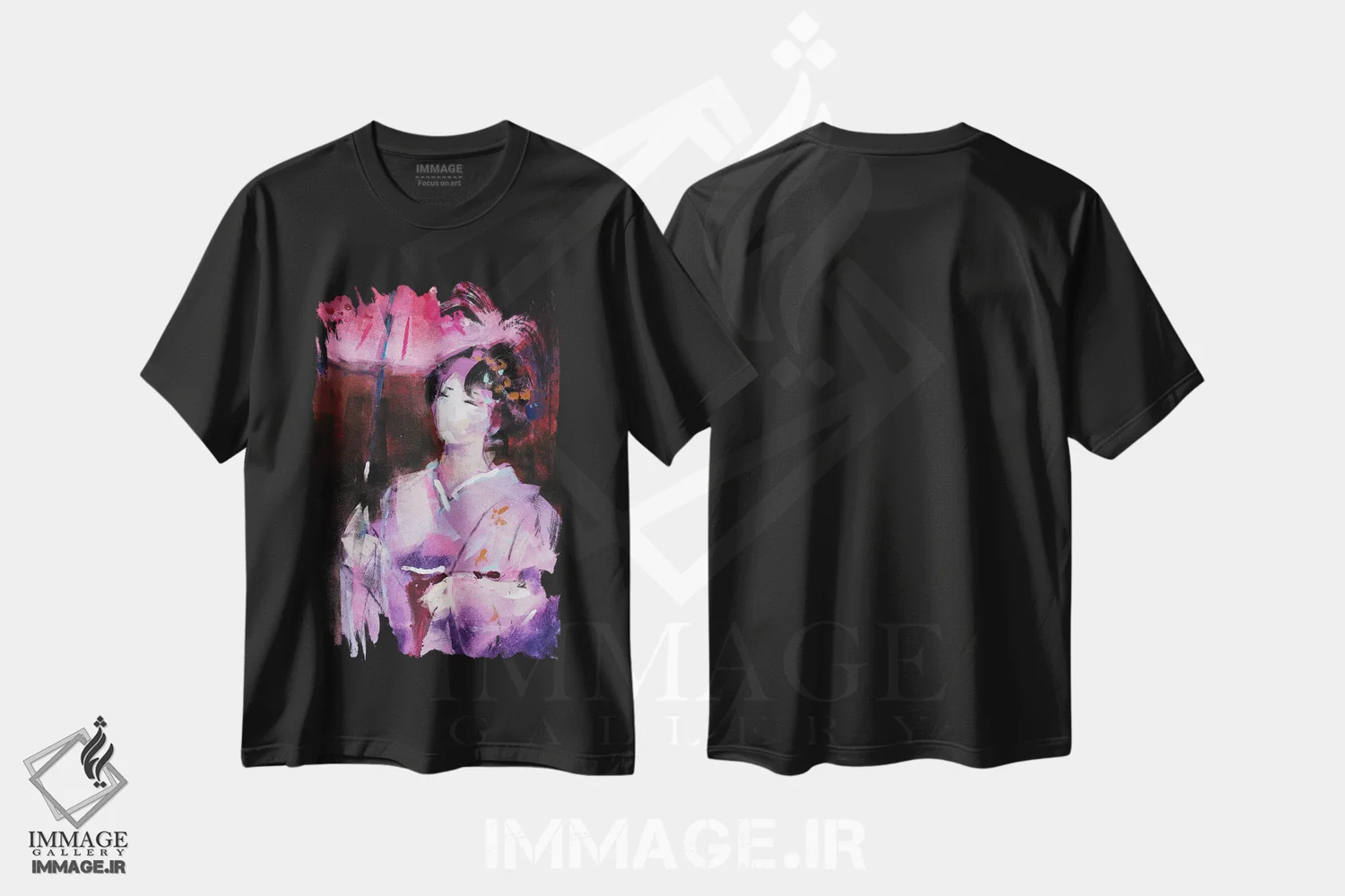 تیشرت مشکی طرح دار – تیشرت زنانه هنری ,گیشا پنجم اثر مارینا دل پوزو فروشگاه ایماژ