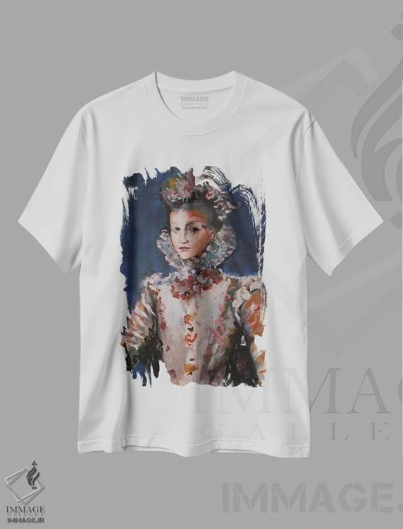تیشرت سفید طرح دار – تیشرت هنری ,بانو اثر مارینا دل پوزو immage.ir