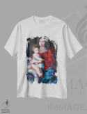 تیشرت سفید طرح دار – تیشرت هنری ,مریم مقدس و کودک اثر مارینا دل پوزو فروشگاه ایماژ