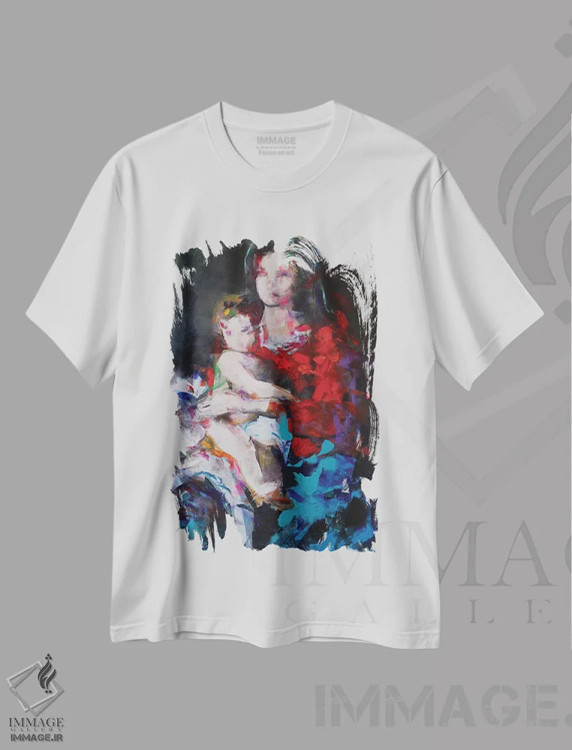 تیشرت سفید طرح دار – تیشرت هنری ,مریم مقدس و کودک اثر مارینا دل پوزو فروشگاه ایماژ