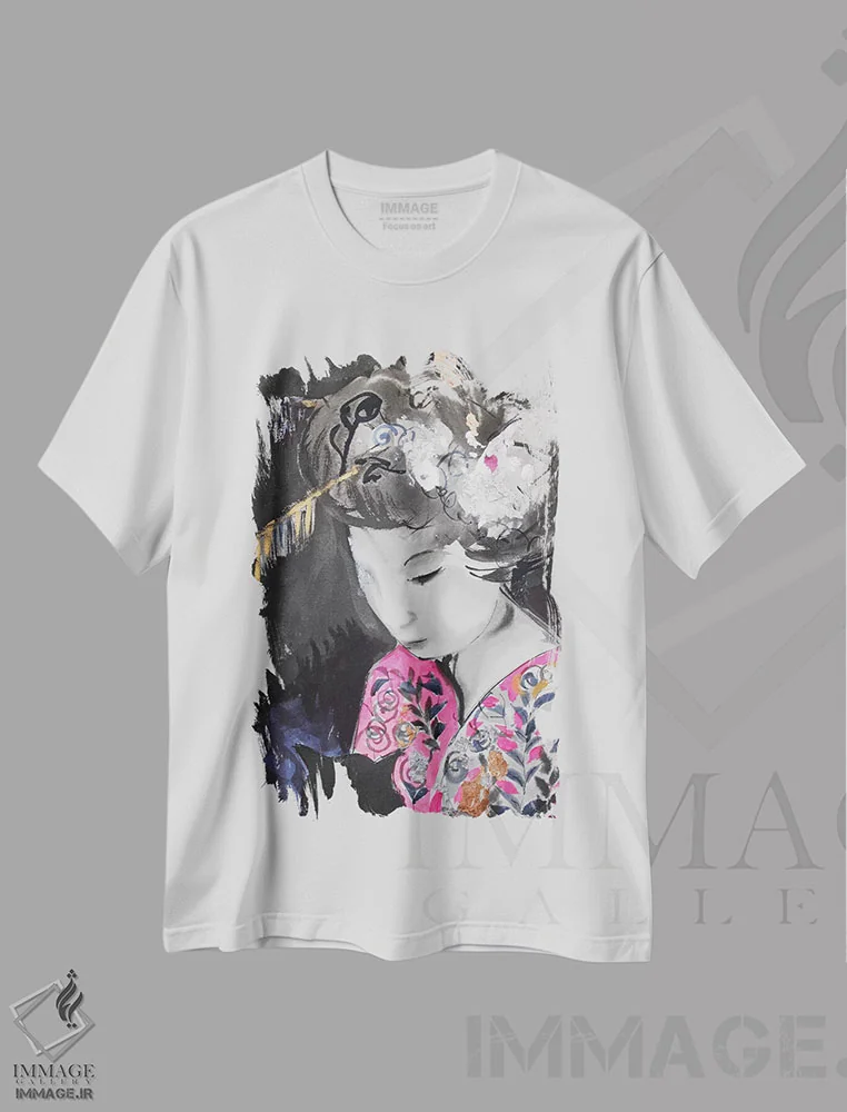 تیشرت سفید طرح دار – تیشرت آسیایی ,گیشای سومیه اثر مارینا دل پوزو فروشگاه ایماژ