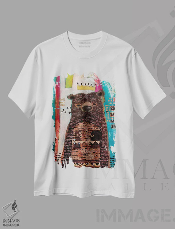 تیشرت سفید طرح دار – تیشرت حیوانات ,یک خرس و یک پادشاه اثر مادارا میسون immage.ir
