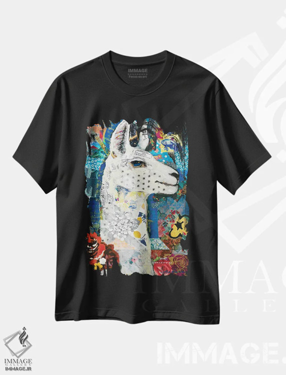 تیشرت مشکی طرح دار – تیشرت فانتزی ,لاما اثر مادارا میسون immage.ir