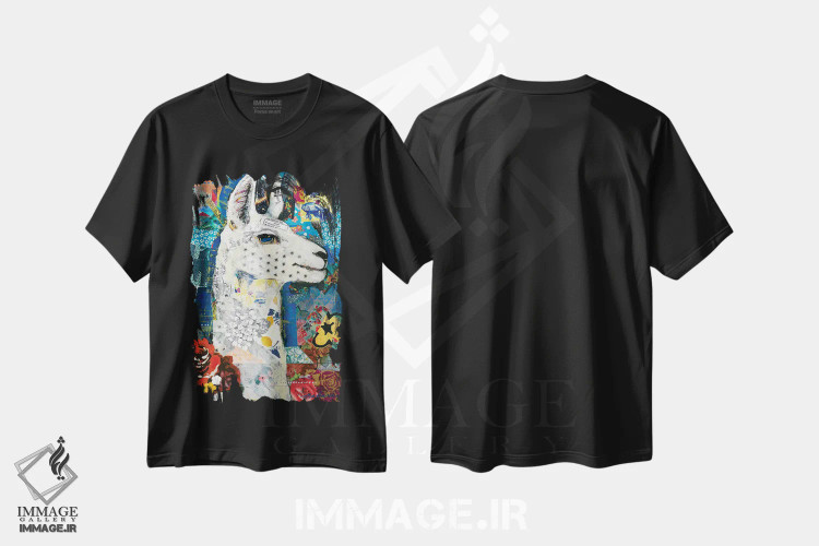 تیشرت مشکی طرح دار – تیشرت فانتزی ,لاما اثر مادارا میسون immage.ir