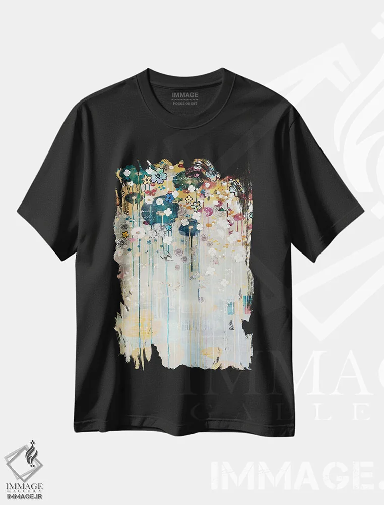 تیشرت مشکی طرح دار – تیشرت هنری ,جوهره اثر مادارا میسون فروشگاه ایماژ