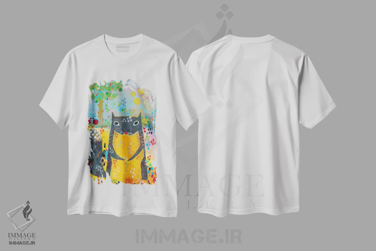 تیشرت سفید طرح دار – تیشرت فانتزی ,سنجاب اثر مادارا میسون فروشگاه ایماژ