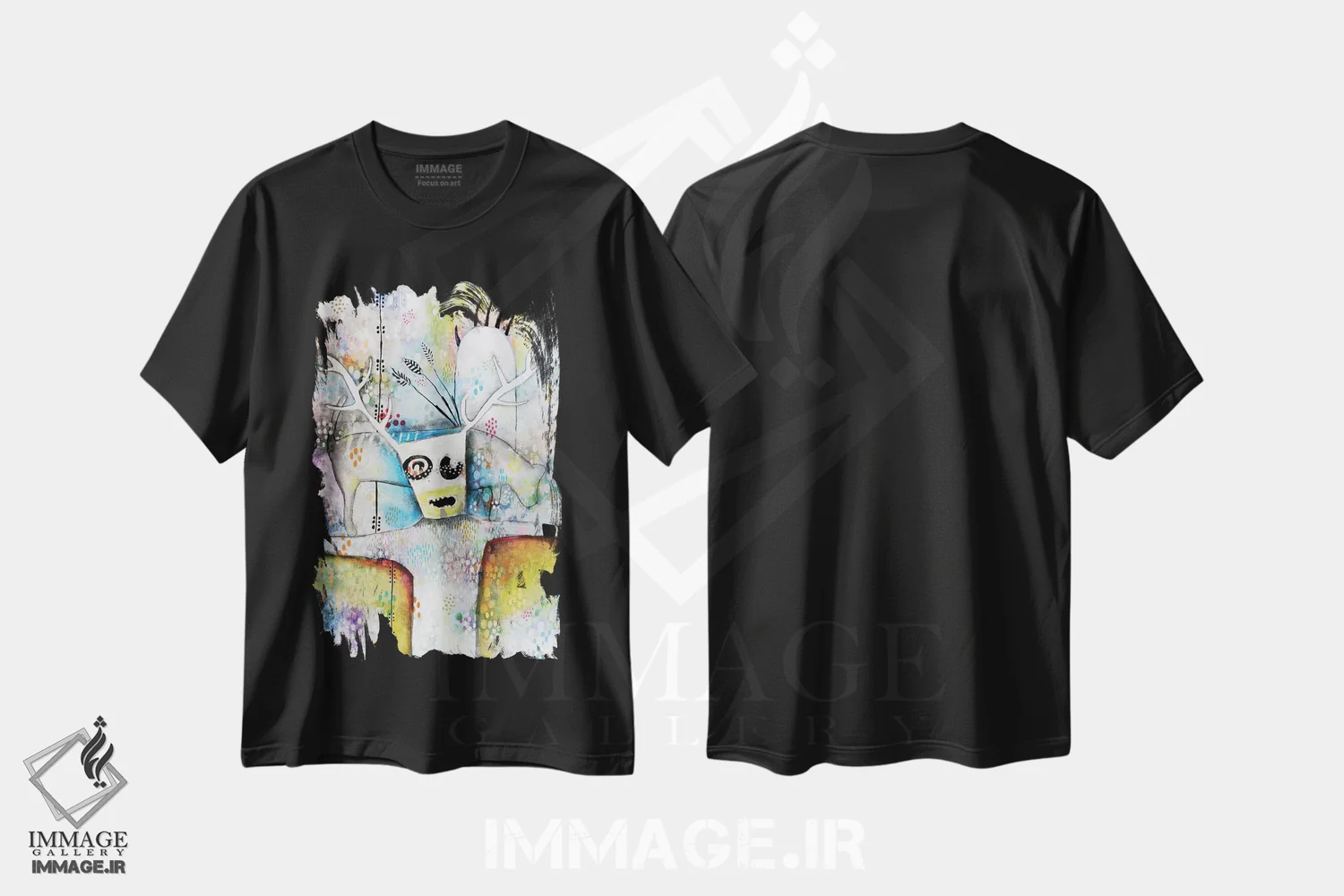 تیشرت مشکی طرح دار – تیشرت هنری ,شمن با پنجه خرس اثر مادارا میسون فروشگاه ایماژ