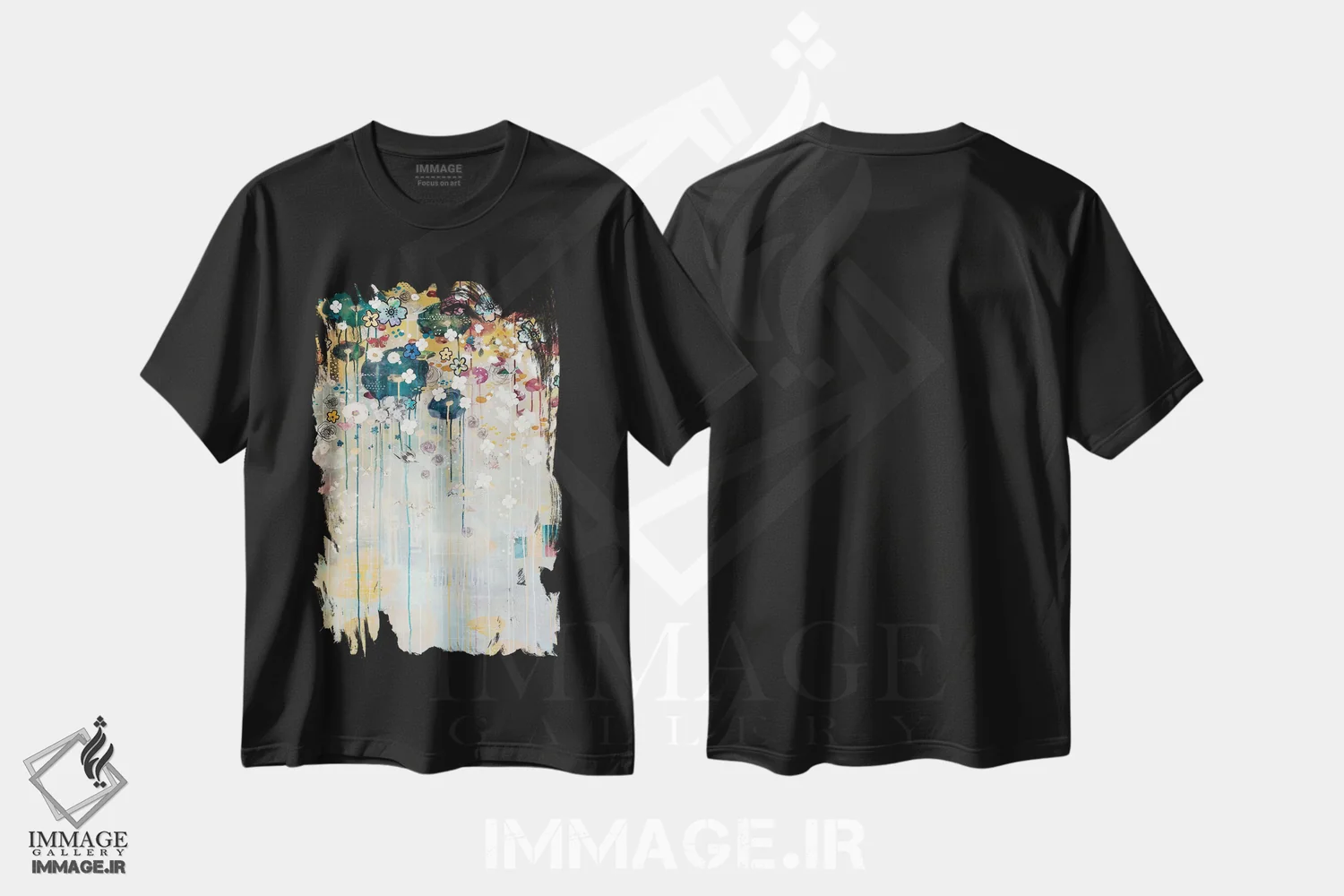تیشرت مشکی طرح دار – تیشرت هنری ,جوهره اثر مادارا میسون فروشگاه ایماژ