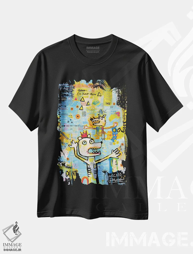 تیشرت مشکی طرح دار – تیشرت فانتزی ,دب اکبر اثر مادارا میسون فروشگاه ایماژ