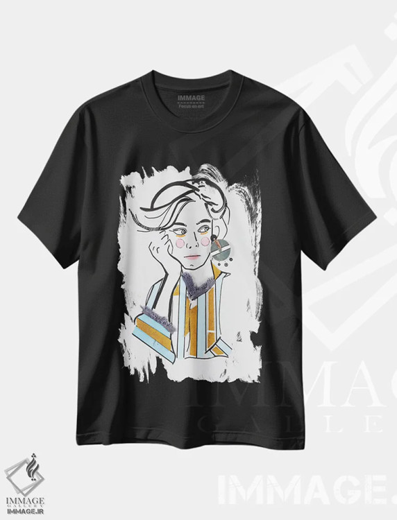 تیشرت مشکی طرح دار – تیشرت هنری زنانه ,اوچهار اثر مردیت استیل immage.ir