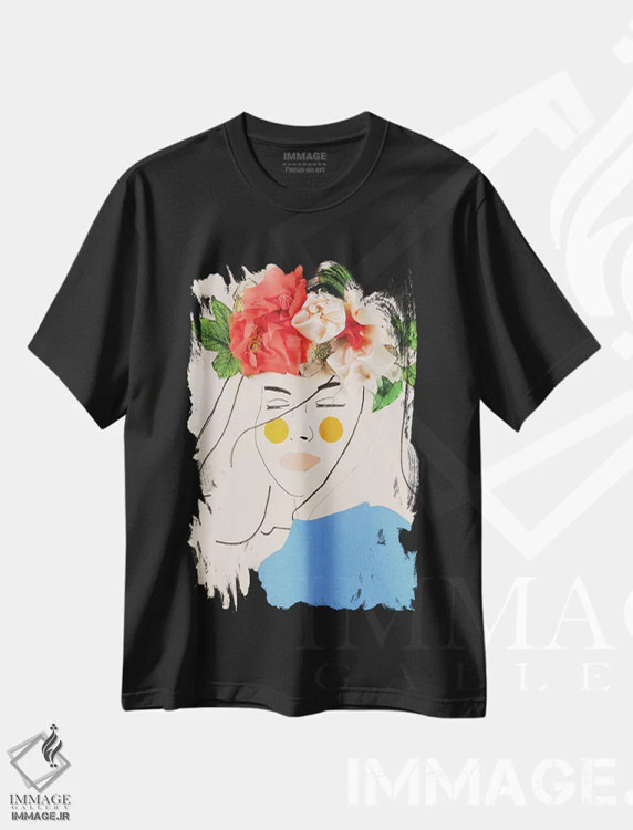 تیشرت مشکی طرح دار – تیشرت گلدار ,سر گل سه اثر مردیت استیل immage.ir