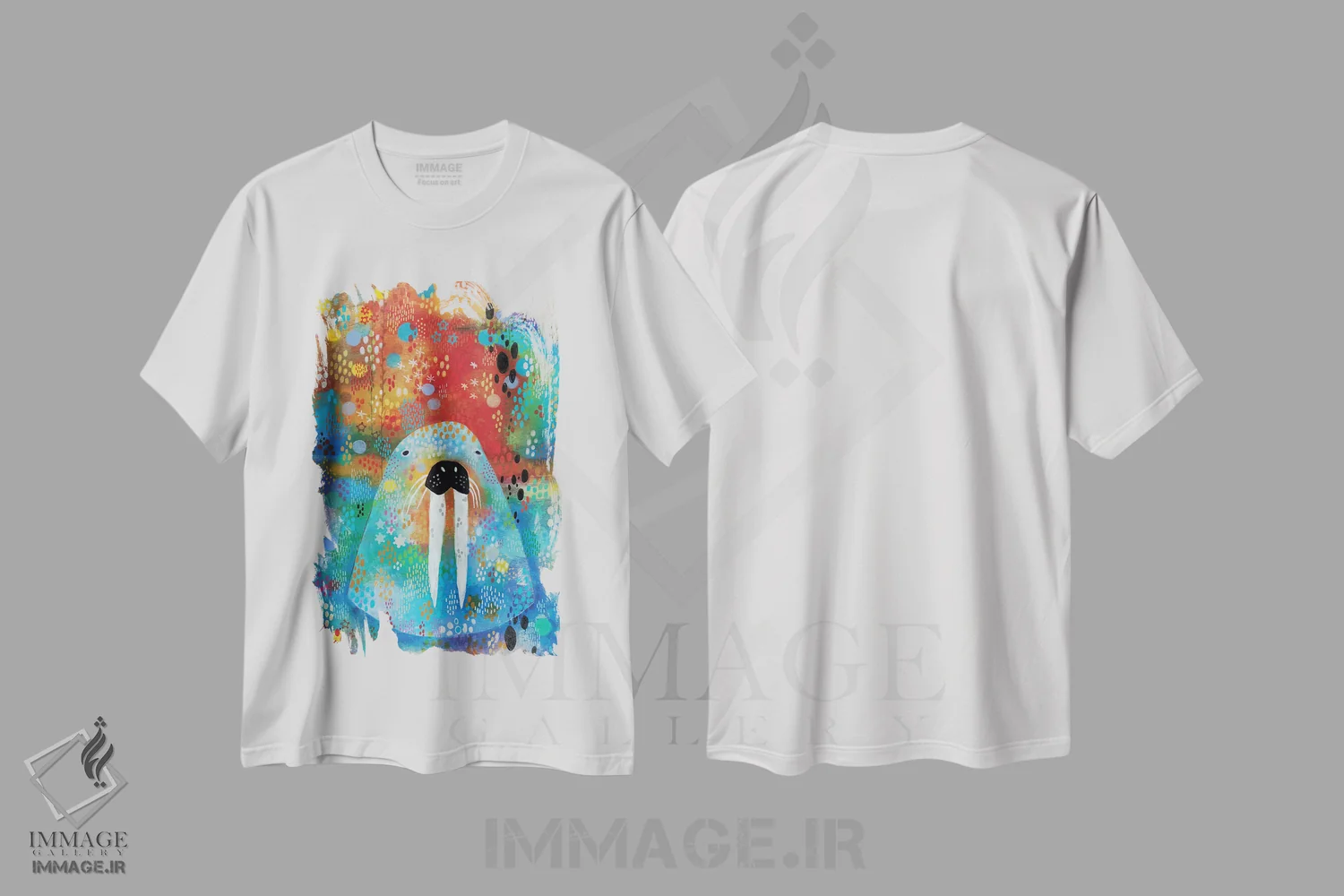 تیشرت سفید طرح دار – تیشرت فانتزی ,من شیر دریایی هستم اثر مادارا میسون immage.ir