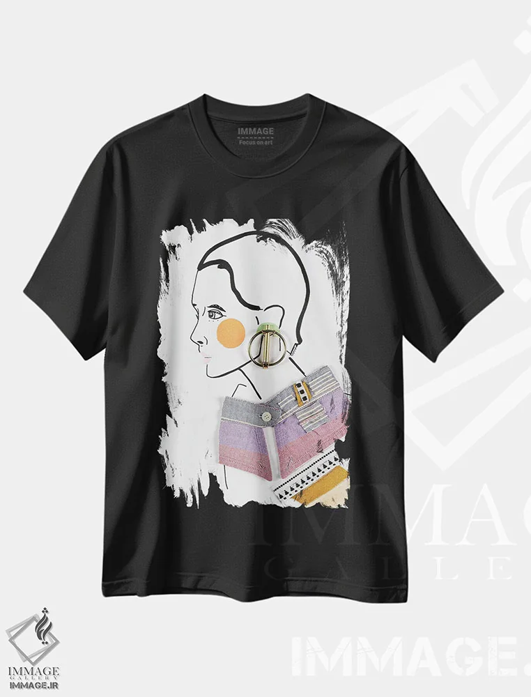 تیشرت مشکی طرح دار – تیشرت هنری زنانه ,اوهفت اثر مردیت استیل immage.ir