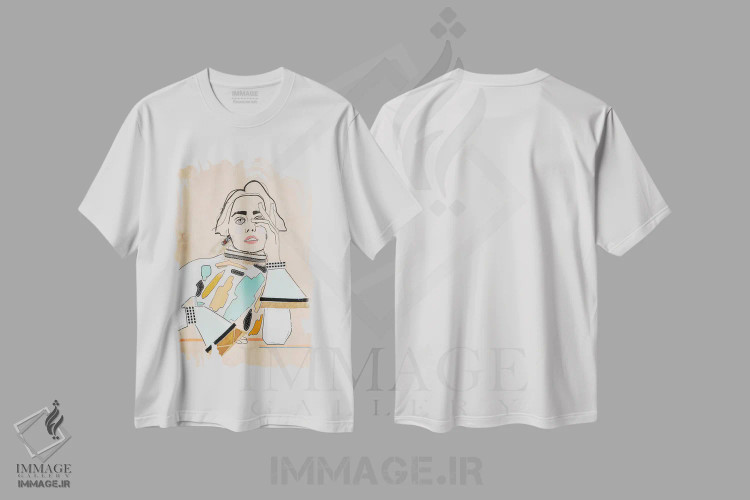 تیشرت سفید طرح دار – تیشرت زنانه ,اونه اثر مردیت استیل immage.ir