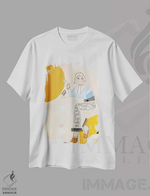 تیشرت سفید طرح دار – تیشرت هنری ,اوپانزده اثر مردیت استیل فروشگاه ایماژ