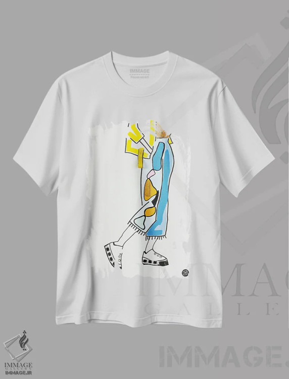 تیشرت سفید طرح دار – تیشرت هنری زنانه ,اوسیزده اثر مردیت استیل immage.ir