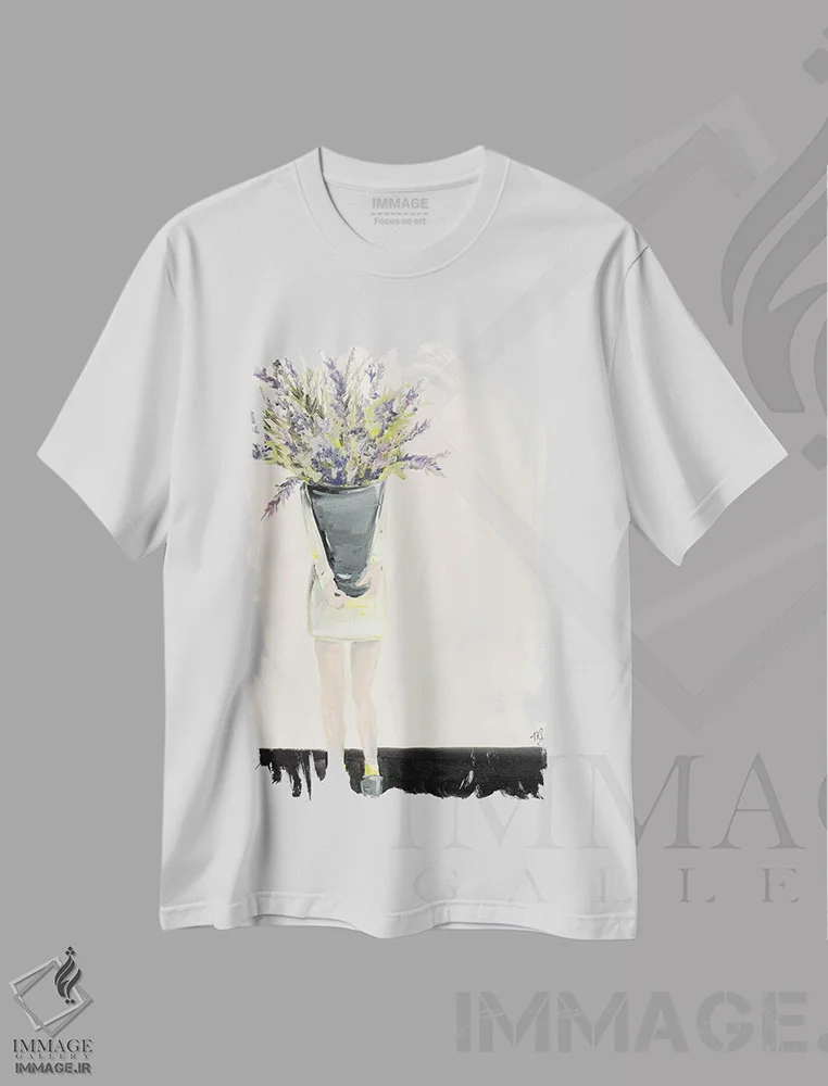 تیشرت سفید طرح دار – تیشرت طبیعت ,اسطوخودوس اثر مردیت استیل فروشگاه ایماژ