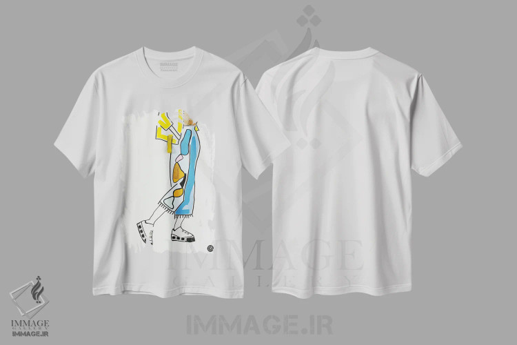 تیشرت سفید طرح دار – تیشرت هنری زنانه ,اوسیزده اثر مردیت استیل immage.ir