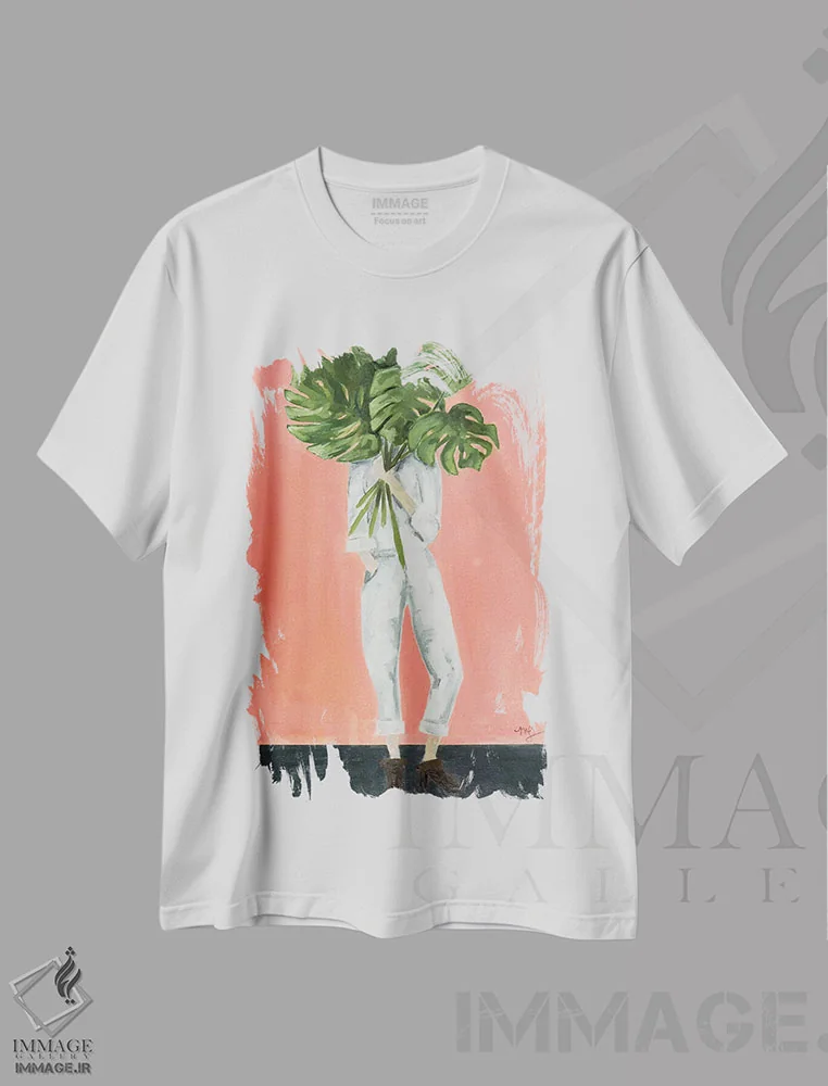 تیشرت سفید طرح دار – تیشرت طبیعت ,مانسترا اثر مردیت استیل immage.ir