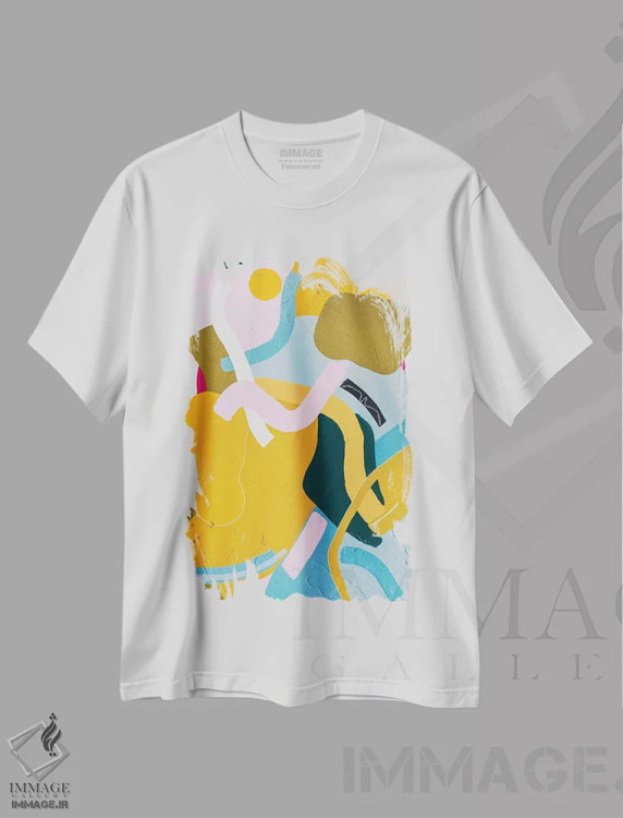تیشرت سفید طرح دار – تیشرت آبستره ,بازی با شکل ها یک اثر مردیت استیل immage.ir