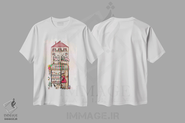 تیشرت سفید طرح دار – تیشرت تابستانی ,آبمیوه فروشی آبرنگی اثر مادالینا تنتارئانو فروشگاه ایماژ
