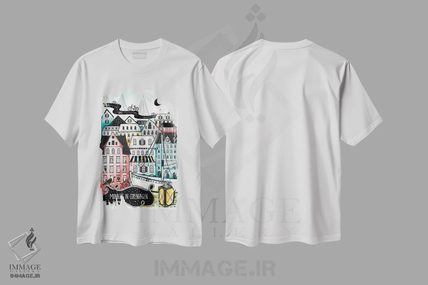 تیشرت سفید طرح دار – تیشرت شهری ,نیمه شب در کپنهاگ اثر مادالینا تنتارئانو فروشگاه ایماژ