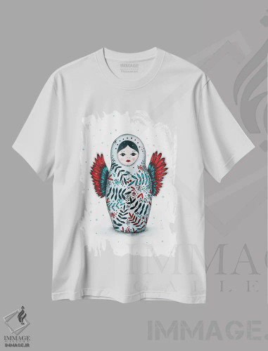 تیشرت سفید طرح دار – تیشرت فرهنگی ,ماتریوشکا اثر مادالینا تنتارئانو فروشگاه ایماژ