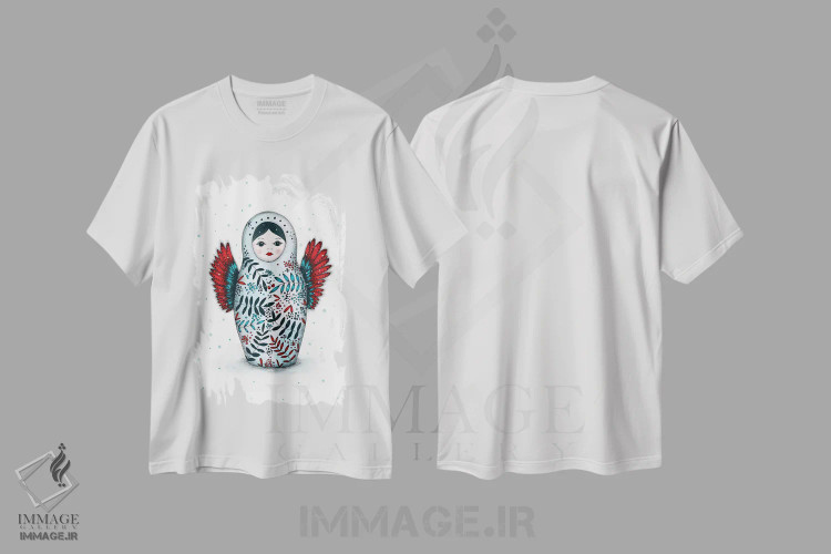 تیشرت سفید طرح دار – تیشرت فرهنگی ,ماتریوشکا اثر مادالینا تنتارئانو فروشگاه ایماژ