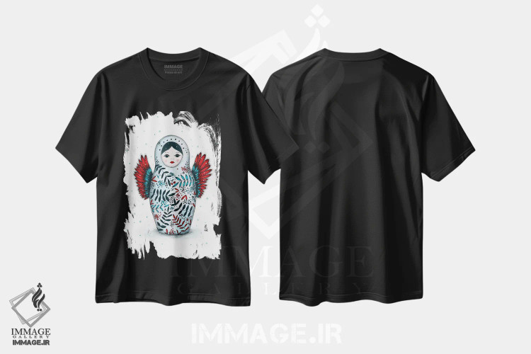 تیشرت مشکی طرح دار – تیشرت فرهنگی ,ماتریوشکا اثر مادالینا تنتارئانو immage.ir