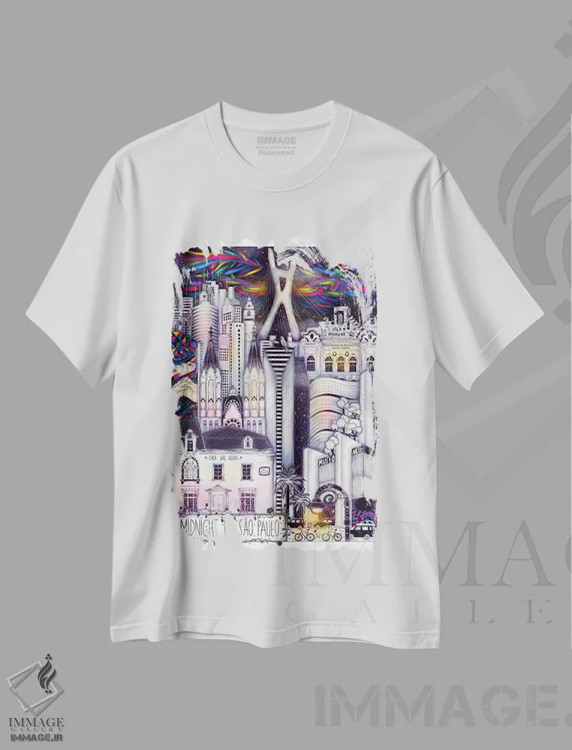 تیشرت سفید طرح دار – تیشرت شهری ,نیمه شب در سائو پائولو اثر مادالینا تنتارئانو immage.ir