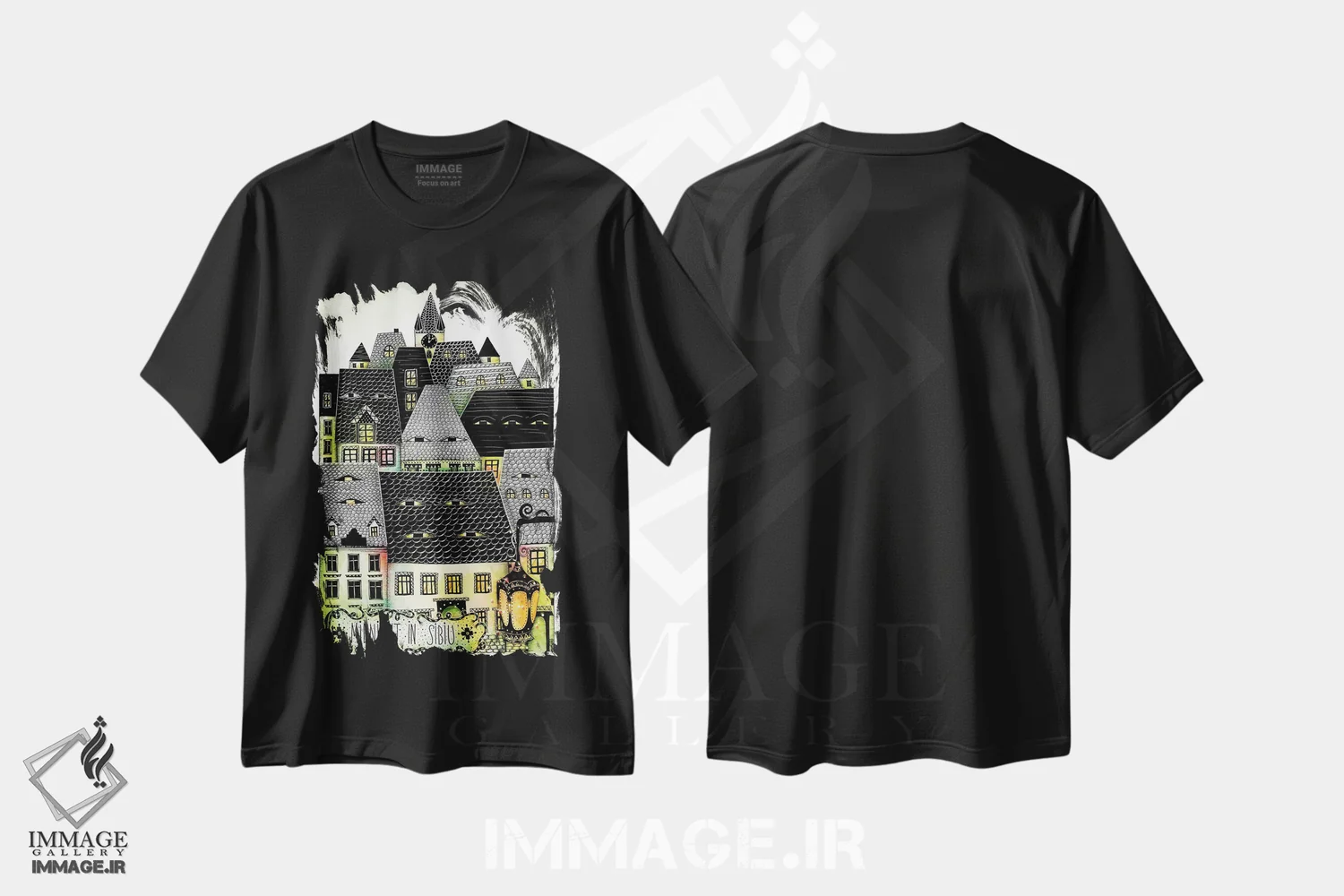 تیشرت مشکی طرح دار – تیشرت شهری ,نیمه شب در سیبیو اثر مادالینا تنتارئانو immage.ir